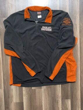 Vintage HARLEY-DAVIDSON Motorcycles Men’s XXL Quarter-Zip Fleece Jacket Black
